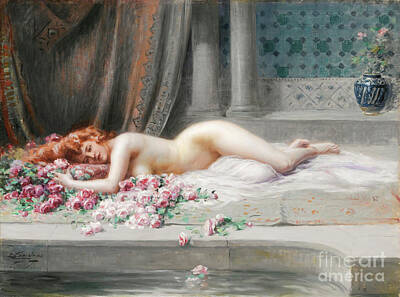 Cities Paintings - Nu Allonge - Nude lying down - Delphin Enjolras by Sad Hill - Bizarre Los Angeles Archive