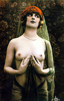 Nudes Royalty-Free and Rights-Managed Images - Nude Post Card Reproduction 4 by Uknown