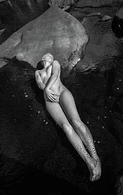 Nudes Royalty-Free and Rights-Managed Images - Nude Reclining In River by Lindsay Garrett