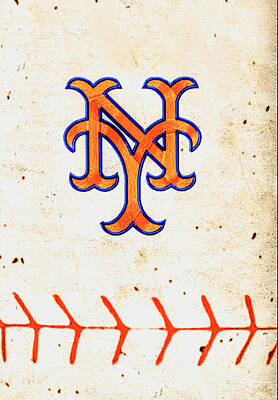 Baseball Paintings - NY METS Fast Ball by Vanessa Sisk
