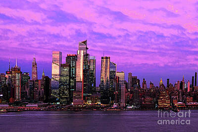 Royalty-Free and Rights-Managed Images - NY Skyline Pink Sky at Sundown by Regina Geoghan
