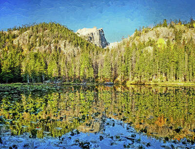 Lilies Royalty-Free and Rights-Managed Images - Nymph Lake Reflection Paiting by Dan Sproul