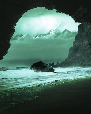 Beach Digital Art - Ocean Cove - Surreal Art by Ahmet Asar by Celestial Images