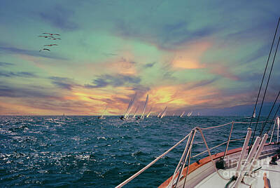 Billiard Balls - Ocean Race Sunset by David Zanzinger