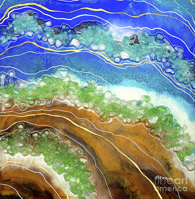 Cubism Food Art - Ocean - Resin Geode by Hailey E Herrera