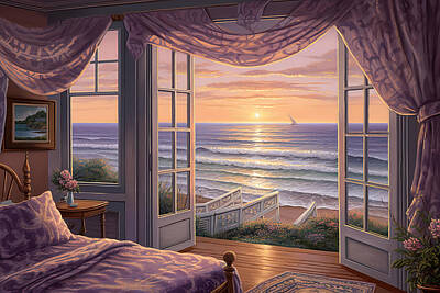 Lilies Digital Art - Ocean View from Beach House by Lily Malor