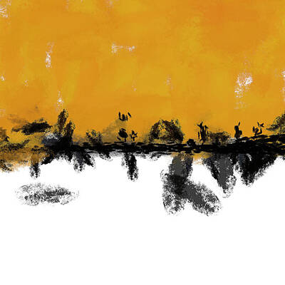 Weapons And Warfare - Odessa 1 - Minimal Abstract Painting in Yellow, Black and White by Studio Grafiikka