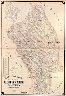 City Scenes - Official map of the County of Napa, California 1895 by JL Images