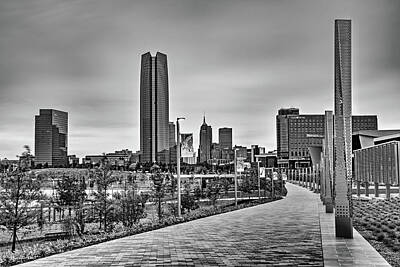 Royalty-Free and Rights-Managed Images - Oklahoma City Skyline From The Scissortail Park Promenade - Black and White Edition by Gregory Ballos