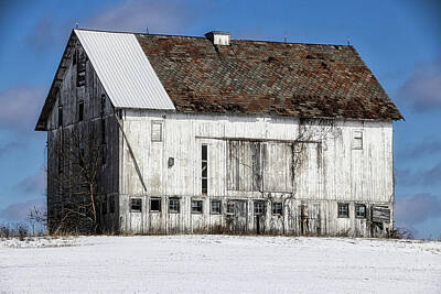 Only Orange - Old Barn on a Snowy Hill by Jeff Roney
