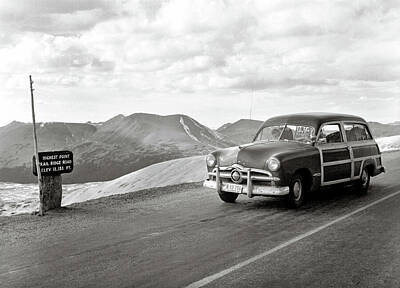 Landscapes Photos - Old Ford Woodie on Trail Ridge Road by Marilyn Hunt