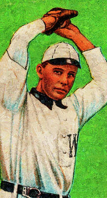 Athletes Paintings - Old Mill Jesse Tannehill Baseball Game Cards Oil Painting  by Celestial Images