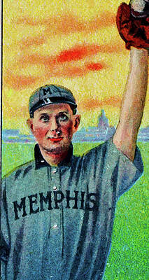 Sports Paintings - Old Mill Scoops Carey with Name At Top Baseball Game Cards Oil Painting  by Celestial Images
