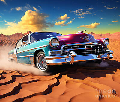 Mountain Paintings - Old Oldsmobile 88 classic car by Eldre Delvie