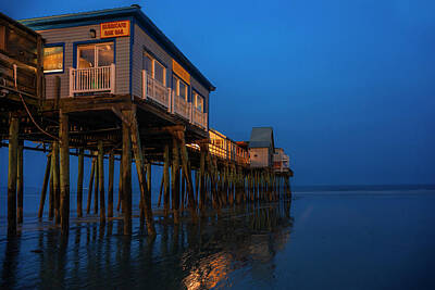 Beach Photo Rights Managed Images - Old Orchard Pier at Twilight Royalty-Free Image by Andrew Soundarajan