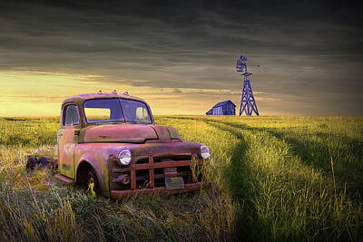 Randall Nyhof Royalty-Free and Rights-Managed Images - Old Pickup Truck Abandoned on the Prairie by Randall Nyhof