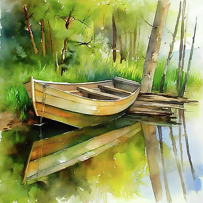 Fantasy Digital Art - Old Rowboat by Robert Knight