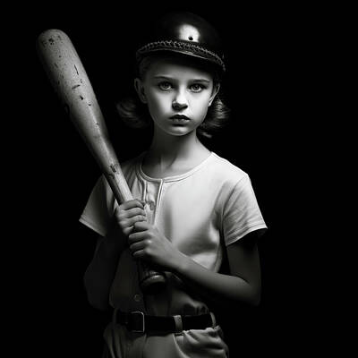 Baseball Digital Art - Old-School Baseball Player by YoPedro