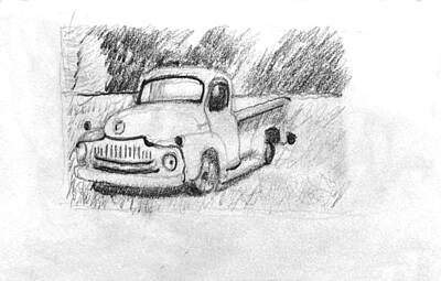 Impressionism Drawings - Old Truck 3 by David Zimmerman