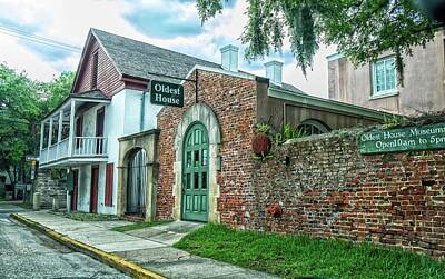 City Scenes Royalty-Free and Rights-Managed Images - Oldest House St Augustine Florida by Louis Ferreira