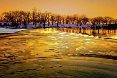 Brad Mangas Royalty-Free and Rights-Managed Images - On Frozen Pond by Brad Mangas