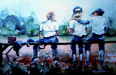 Sports Paintings - On The Bench by Hanne Lore Koehler