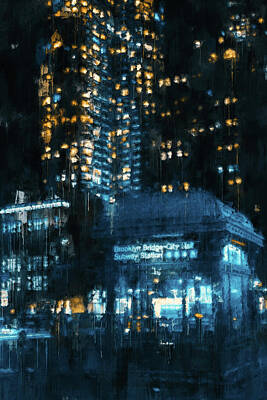 Cities Paintings - On the streets of New York City - 07 by AM FineArtPrints