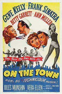 Celebrities Mixed Media - On the Town - Classic Movie Poster by Esoterica Art Agency