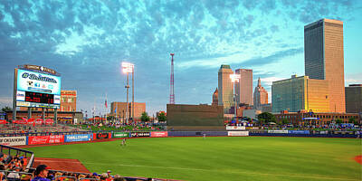 Baseball Photos - OneOk Stadium and Tulsa Drillers Panoramic Skyline View by Gregory Ballos
