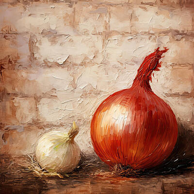 Still Life Digital Art - Onion and Garlic Art by Lourry Legarde