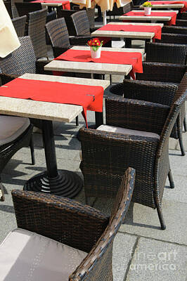 Abstract Square Patterns - Open air cafe tables in Krakow by Dariusz Gora