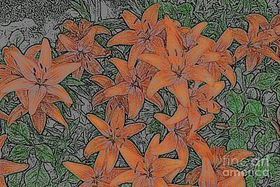 Lilies Digital Art - Orange Lilies by Robert Tubesing