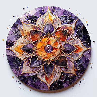 Lilies Mixed Media - Orange Purple Mandala II by Lily Malor