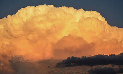 Abstract Skyline Photos - Orangewith black storm clouds at the base Sunset Clouds  by Helen Christake