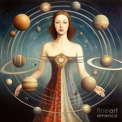 Surrealism Painting Royalty Free Images - Orbits Royalty-Free Image by Mindy Sommers