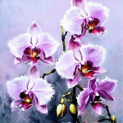 Abstract Mixed Media - Orchids in  Abstract by Donna Ruch-Chacon