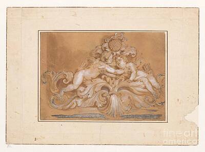 Parisian Bistro - Ornament with two putti, anonymous, 1650 - 1750 by Shop Ability