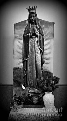 Frank J Casella Royalty-Free and Rights-Managed Images - Our Lady of Guadalupe - Black And White by Frank J Casella
