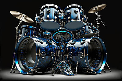 Rock And Roll Royalty-Free and Rights-Managed Images - Outer Limits Drum Set by Athena Mckinzie