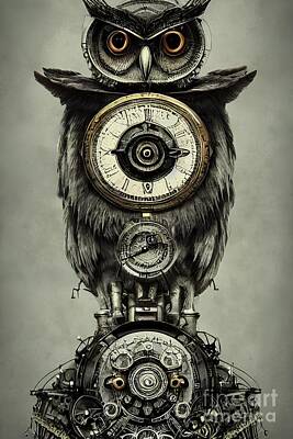 Steampunk Royalty Free Images - Owl Oclock Royalty-Free Image by Sen Tinel