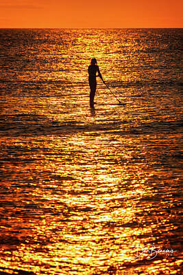 Dan Beauvais Royalty-Free and Rights-Managed Images - Paddleboarder at Sunrise 0758 by Dan Beauvais