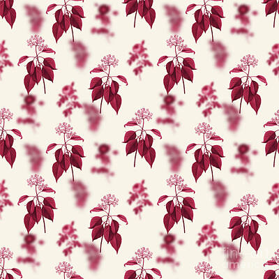 Roses Mixed Media - Pagoda Dogwood Botanical Seamless Pattern in Viva Magenta n.0939 by Holy Rock Design