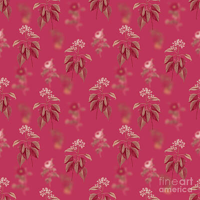 Roses Mixed Media - Pagoda Dogwood Botanical Seamless Pattern in Viva Magenta n.1312 by Holy Rock Design