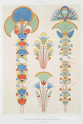 Af One - Painted bouquets in hypogea from Histoire de lart egyptien 1878 by Emile Prisse dAvennes by Shop Ability