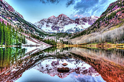 Comic Character Paintings - Painterly Dynamic Light At Maroon Bells Peaks Colorado by Gregory Ballos