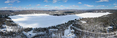 Landscapes Royalty-Free and Rights-Managed Images - Panorama View of Back Lake after Fresh Snowfall - Pittsburg, New Hampshire by John Rowe