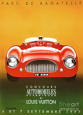 Abstract Yoga Mats - Paris Concours dElegance Automobile Show Poster 1997 by M G Whittingham