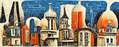 Surrealism Painting Royalty Free Images - Paris  Skyline  in  the  style  of  Charles  Wysocki  q  36455636f6950  c73645563  64564556352  a504 Royalty-Free Image by Celestial Images