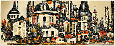 Paris Skyline Painting Rights Managed Images - Paris  Skyline  in  the  style  of  Charles  Wysocki  q  732064504369  bb6645  64579a  b645b3  64564 Royalty-Free Image by Celestial Images