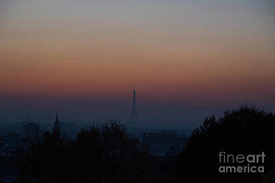 Paris Skyline Rights Managed Images - Parisian cityscape at sunset Royalty-Free Image by Elena Dijour
